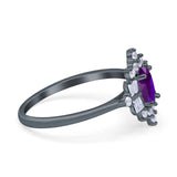 Oval Cut Halo Vintage Wedding Ring Simulated Cubic Zirconia 925 Sterling Silver
