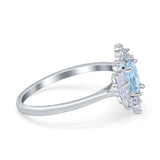 Oval Cut Halo Vintage Wedding Ring Simulated Cubic Zirconia 925 Sterling Silver