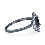 Oval Cut Halo Vintage Wedding Ring Simulated Cubic Zirconia 925 Sterling Silver