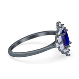 Oval Cut Halo Vintage Wedding Ring Simulated Cubic Zirconia 925 Sterling Silver