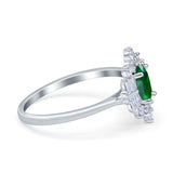Oval Cut Halo Vintage Wedding Ring Simulated Cubic Zirconia 925 Sterling Silver