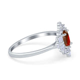 Oval Cut Halo Vintage Wedding Ring Simulated Cubic Zirconia 925 Sterling Silver