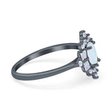 Oval Cut Halo Vintage Wedding Ring Simulated Cubic Zirconia 925 Sterling Silver