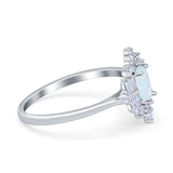 Oval Cut Halo Vintage Wedding Ring Simulated Cubic Zirconia 925 Sterling Silver