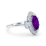 Marquise Vintage Wedding Ring Simulated Cubic Zirconia 925 Sterling Silver