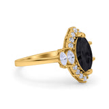 Marquise Vintage Wedding Ring Simulated Cubic Zirconia 925 Sterling Silver