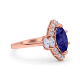 Marquise Vintage Wedding Ring Simulated Cubic Zirconia 925 Sterling Silver