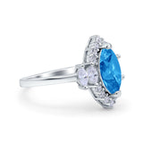 Marquise Vintage Wedding Ring Simulated Cubic Zirconia 925 Sterling Silver