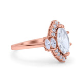 Marquise Vintage Wedding Ring Simulated Cubic Zirconia 925 Sterling Silver