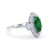 Marquise Vintage Wedding Ring Simulated Cubic Zirconia 925 Sterling Silver