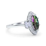 Marquise Vintage Wedding Ring Simulated Cubic Zirconia 925 Sterling Silver