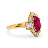 Marquise Vintage Wedding Ring Simulated Cubic Zirconia 925 Sterling Silver