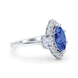 Marquise Vintage Wedding Ring Simulated Cubic Zirconia 925 Sterling Silver