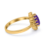 Vintage Floral Engagement Ring Oval Simulated Cubic Zirconia 925 Sterling Silver