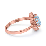 Vintage Floral Engagement Ring Oval Simulated Cubic Zirconia 925 Sterling Silver