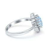 Vintage Floral Engagement Ring Oval Simulated Cubic Zirconia 925 Sterling Silver