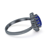 Vintage Floral Engagement Ring Oval Simulated Cubic Zirconia 925 Sterling Silver