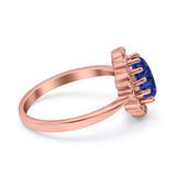 Vintage Floral Engagement Ring Oval Simulated Cubic Zirconia 925 Sterling Silver