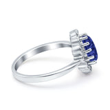 Vintage Floral Engagement Ring Oval Simulated Cubic Zirconia 925 Sterling Silver