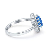 Vintage Floral Engagement Ring Oval Simulated Cubic Zirconia 925 Sterling Silver