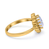 Vintage Floral Engagement Ring Oval Simulated Cubic Zirconia 925 Sterling Silver