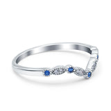 Marquise Curved Half Eternity Stackable Band Ring Simulated CZ 925 Sterling Silver