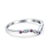 Marquise Curved Half Eternity Stackable Band Ring Simulated CZ 925 Sterling Silver
