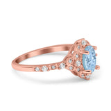 Oval Engagement Ring Accent Vintage Simulated Cubic Zirconia 925 Sterling Silver