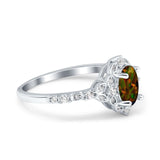 Oval Engagement Ring Accent Vintage Simulated Cubic Zirconia 925 Sterling Silver