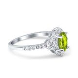 Oval Engagement Ring Accent Vintage Simulated Cubic Zirconia 925 Sterling Silver