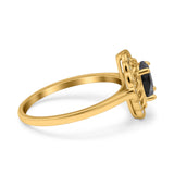 Art Deco Wedding Ring Oval Cut Solid Simulated Cubic Zirconia 925 Sterling Silver