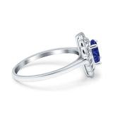 Art Deco Wedding Ring Oval Cut Solid Simulated Cubic Zirconia 925 Sterling Silver