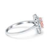 Art Deco Wedding Ring Oval Cut Solid Simulated Cubic Zirconia 925 Sterling Silver