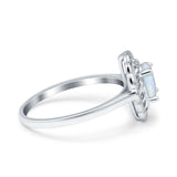 Art Deco Wedding Ring Oval Cut Solid Simulated Cubic Zirconia 925 Sterling Silver