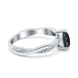 Pear Art Deco Wedding Ring Twisted Simulated Cubic Zirconia 925 Sterling Silver
