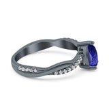 Pear Art Deco Wedding Ring Twisted Simulated Cubic Zirconia 925 Sterling Silver