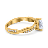 Pear Art Deco Wedding Ring Twisted Simulated Cubic Zirconia 925 Sterling Silver