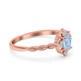 Oval Vintage Floral Engagement Ring Simulated Cubic Zirconia 925 Sterling Silver