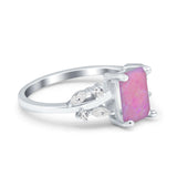 Emerald Cut Art Deco Engagement Wedding Bridal Ring Round Simulated Cubic Zirconia 925 Sterling Silver