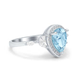 Teardrop Pear Art Deco Engagement Wedding Bridal Halo Ring Round Simulated Cubic Zirconia 925 Sterling Silver