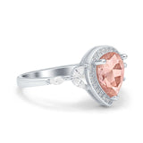 Teardrop Pear Art Deco Engagement Wedding Bridal Halo Ring Round Simulated Cubic Zirconia 925 Sterling Silver