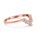 Curved Eternity Stackable Wedding Band Ring Simulated Cubic Zirconia 925 Sterling Silver
