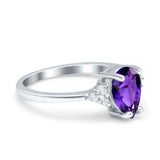 Teardrop Pear Art Deco Engagement Wedding Bridal Ring Round Simulated Cubic Zirconia Accent 925 Sterling Silver