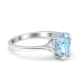 Teardrop Pear Art Deco Engagement Wedding Bridal Ring Round Simulated Cubic Zirconia Accent 925 Sterling Silver
