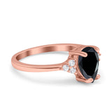 Teardrop Pear Art Deco Engagement Wedding Bridal Ring Round Simulated Cubic Zirconia Accent 925 Sterling Silver