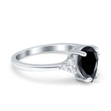 Teardrop Pear Art Deco Engagement Wedding Bridal Ring Round Simulated Cubic Zirconia Accent 925 Sterling Silver