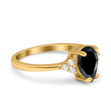 Teardrop Pear Art Deco Engagement Wedding Bridal Ring Round Simulated Cubic Zirconia Accent 925 Sterling Silver