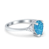 Teardrop Pear Art Deco Engagement Wedding Bridal Ring Round Simulated Cubic Zirconia Accent 925 Sterling Silver