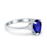 Teardrop Pear Art Deco Engagement Wedding Bridal Ring Round Simulated Cubic Zirconia Accent 925 Sterling Silver