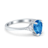 Teardrop Pear Art Deco Engagement Wedding Bridal Ring Round Simulated Cubic Zirconia Accent 925 Sterling Silver